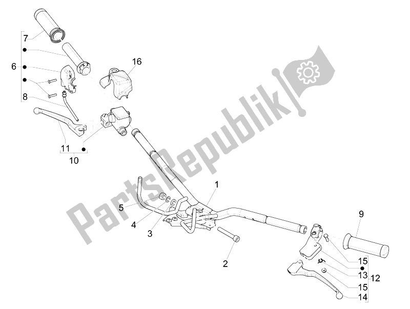 All parts for the Handlebars - Master Cil. Of the Vespa LXV 125 4T 3V E3 Vietnam 2014