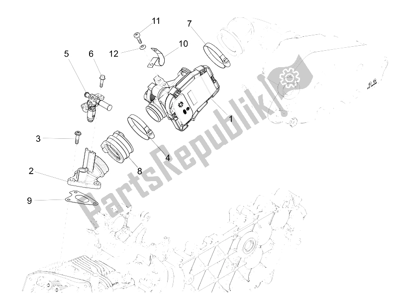 All parts for the Throttle Body - Injector - Union Pipe of the Vespa 946 125 2014