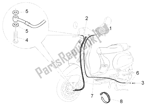 Alle onderdelen voor de Transmissies-remleidingen van de Vespa LX 125 2005