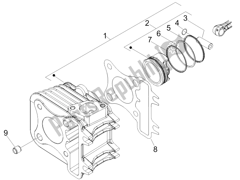 Tutte le parti per il Unità Perno Cilindro Pistone-polso del Vespa LX 50 4T 2V 25 KMH Touring NL 2011