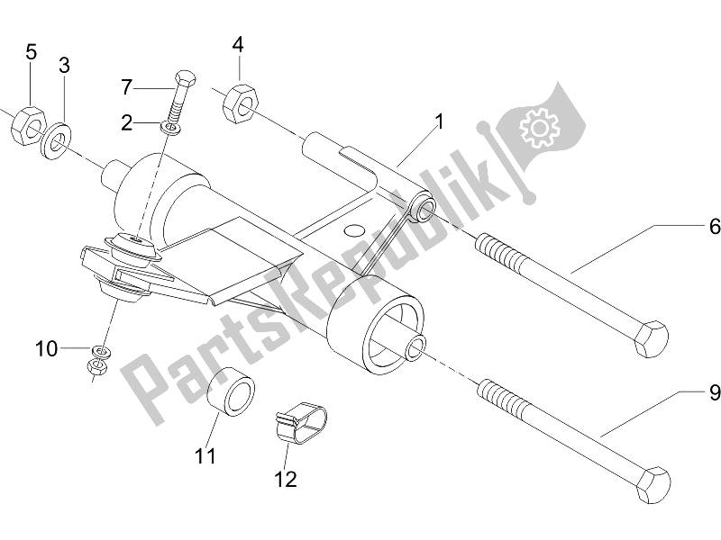 All parts for the Swinging Arm of the Vespa LX 125 4T IE E3 Touring 2010