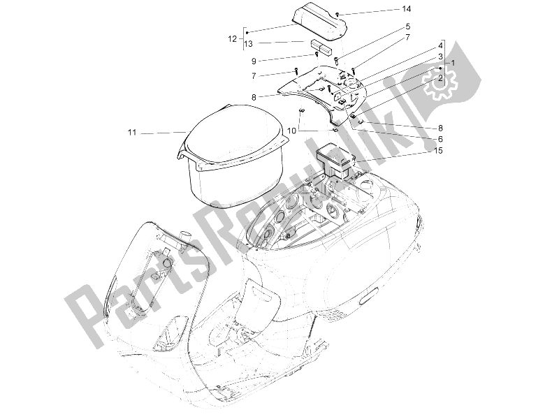 Toutes les pièces pour le Logement De Casque - Sous La Selle du Vespa S 150 4T 2V E3 Taiwan 2011