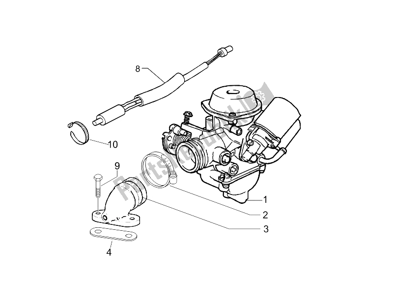 Toutes les pièces pour le Carburateur, Montage - Tuyau Union du Vespa LXV 150 4T USA 2009