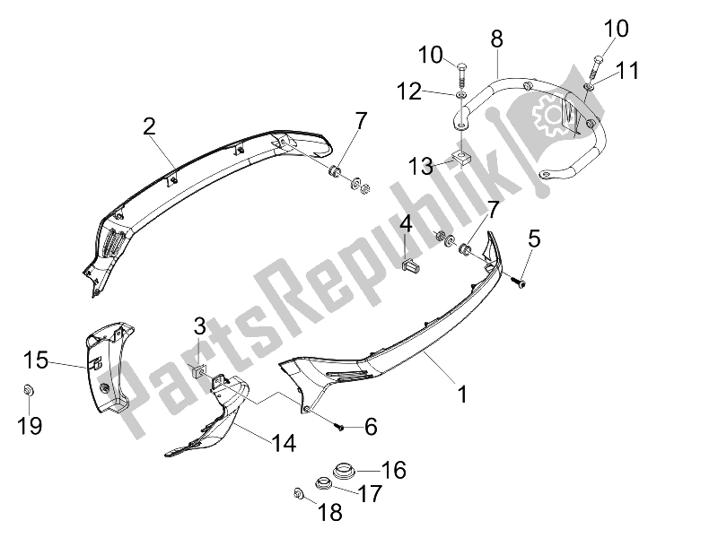 Toutes les pièces pour le Couvercle Latéral - Spoiler du Vespa LX 125 4T E3 2006