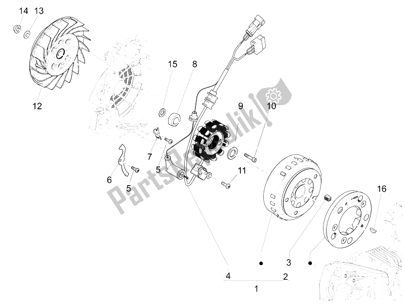 Toutes les pièces pour le Volant Magnéto du Vespa Vespa S 125 4T 3V E3 IE Asia 2012