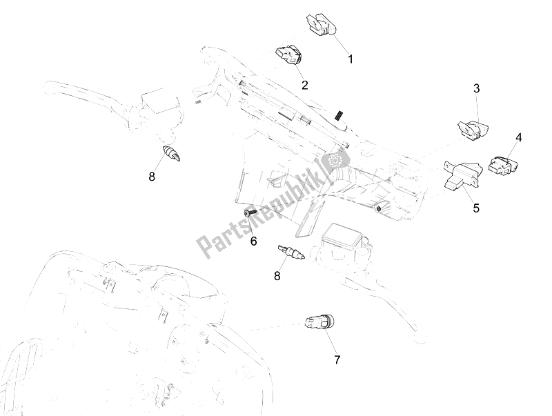 Toutes les pièces pour le Sélecteurs - Interrupteurs - Boutons du Vespa Vespa GTS 125 4T 3V IE Super Asia 2014