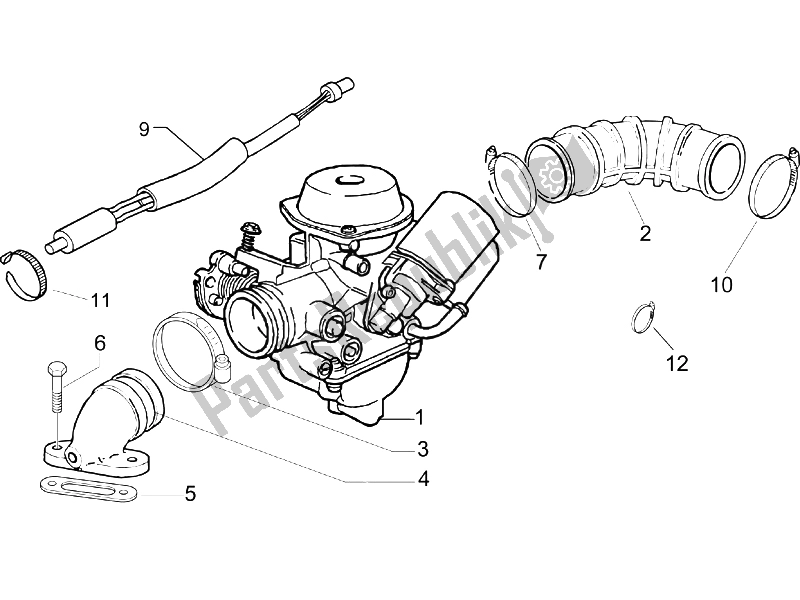 Toutes les pièces pour le Carburateur, Montage - Tuyau Union du Vespa LX 125 4T E3 2009