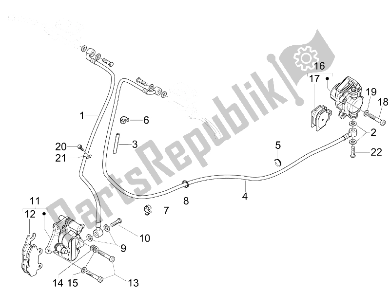 All parts for the Brakes Pipes - Calipers of the Vespa Granturismo 125 L Potenziato 2005