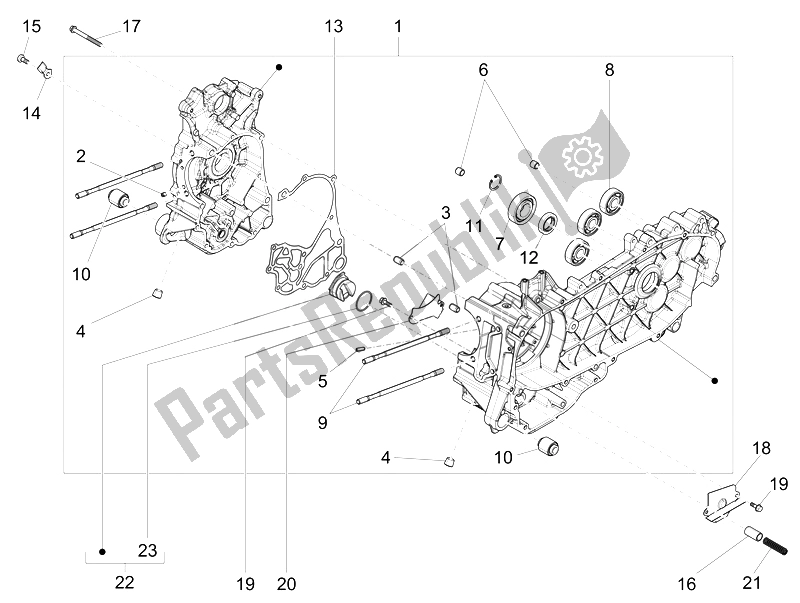 All parts for the Crankcase of the Vespa 946 150 4T 3V ABS 2014
