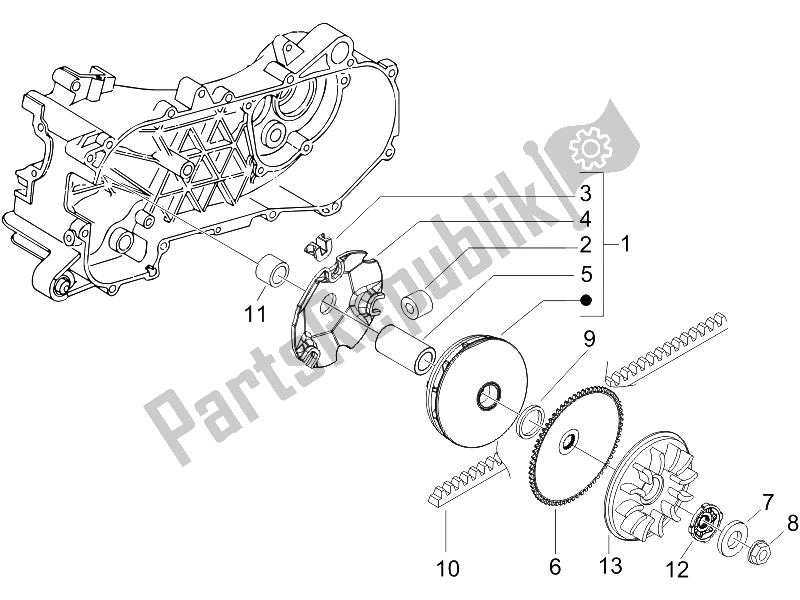 Tutte le parti per il Puleggia Motrice del Vespa LXV 50 2T 2006