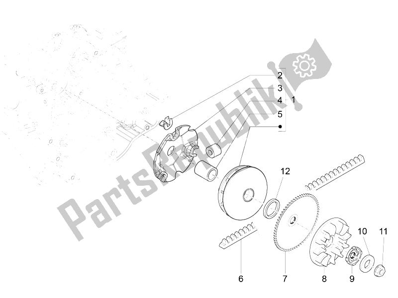 Tutte le parti per il Puleggia Motrice del Vespa Sprint 50 4T 4V USA 2014