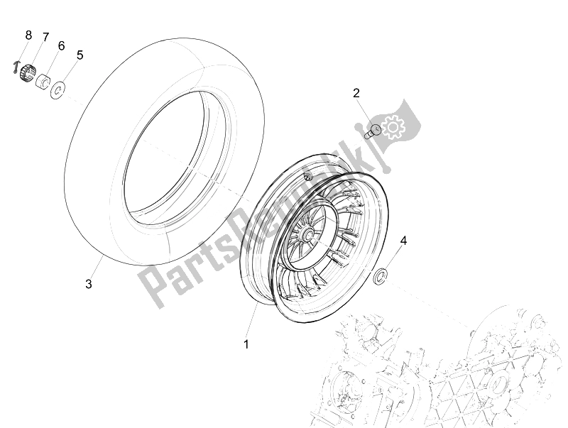 Tutte le parti per il Ruota Posteriore del Vespa Sprint 50 4T 4V Emea 2014