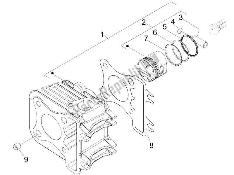 Tutte le parti per il Unità Perno Cilindro Pistone-polso del Vespa Primavera 50 4T 4V 2014