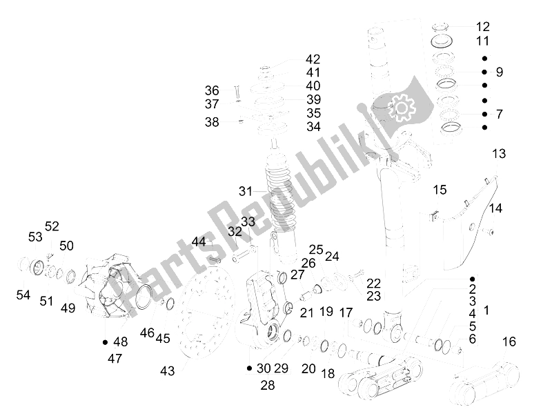 All parts for the Fork/steering Tube - Steering Bearing Unit of the Vespa LXV 50 2T 2006