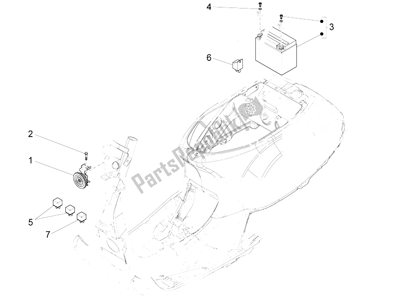 All parts for the Remote Control Switches - Battery - Horn of the Vespa LXV 125 4T 3V E3 Vietnam 2014