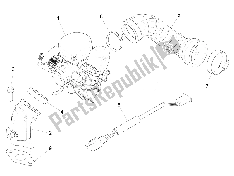 Alle onderdelen voor de Carburateur, Montage - Koppelingsleiding van de Vespa Vespa Sprint 50 4T 2V 25 KMH EU 2014