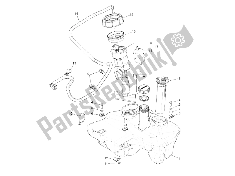 Todas as partes de Tanque De Combustível do Vespa S 125 4T IE E3 Vietnam 2011