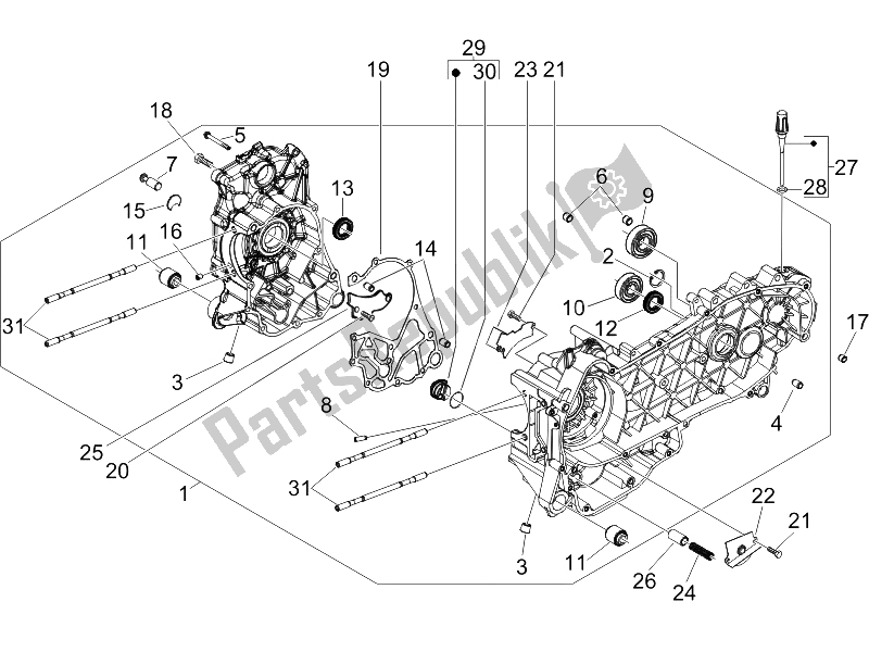 Todas las partes para Caja Del Cigüeñal de Vespa Granturismo 125 L Potenziato 2005