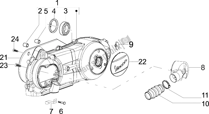 Toutes les pièces pour le Couvercle De Carter - Refroidissement Du Carter du Vespa S 150 4T IE College USA 2009