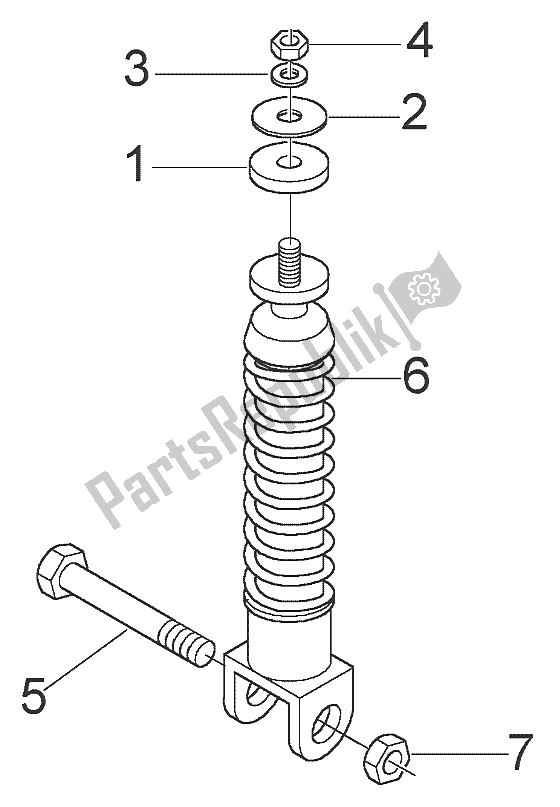 All parts for the Rear Damper of the Vespa LX 50 4T 2005