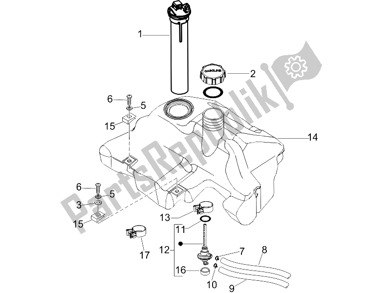 Tutte le parti per il Serbatoio Di Carburante del Vespa LX 50 2T D 2005