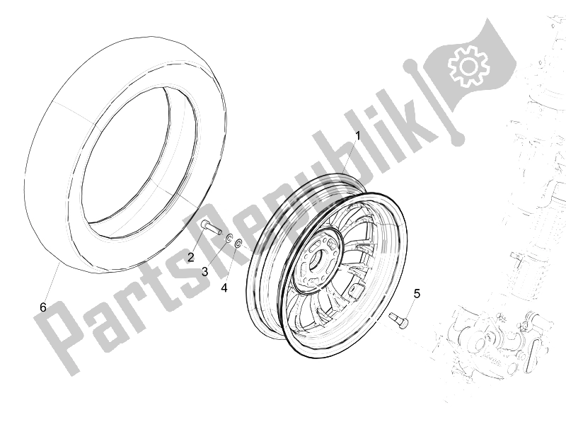 All parts for the Front Wheel of the Vespa Sprint 50 4T 2V 25 KMH B NL 2014