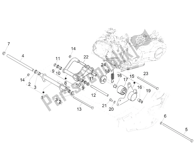 Toutes les pièces pour le Bras Oscillant du Vespa Vespa GTS 300 IE ABS E4 EU 2016