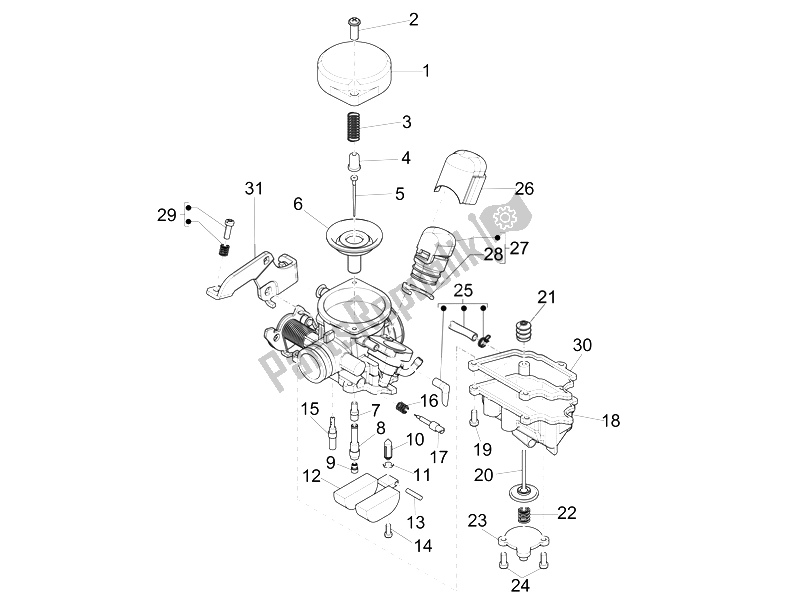 All parts for the Carburetor's Components of the Vespa 50 4T 2V 52 KMH B NL 2014