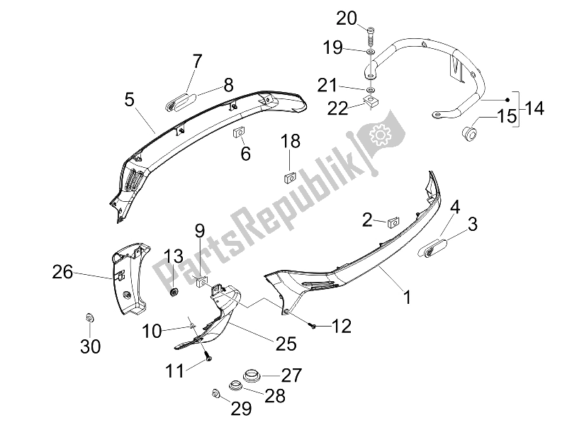 Toutes les pièces pour le Couvercle Latéral - Spoiler du Vespa LX 50 4T USA 2006