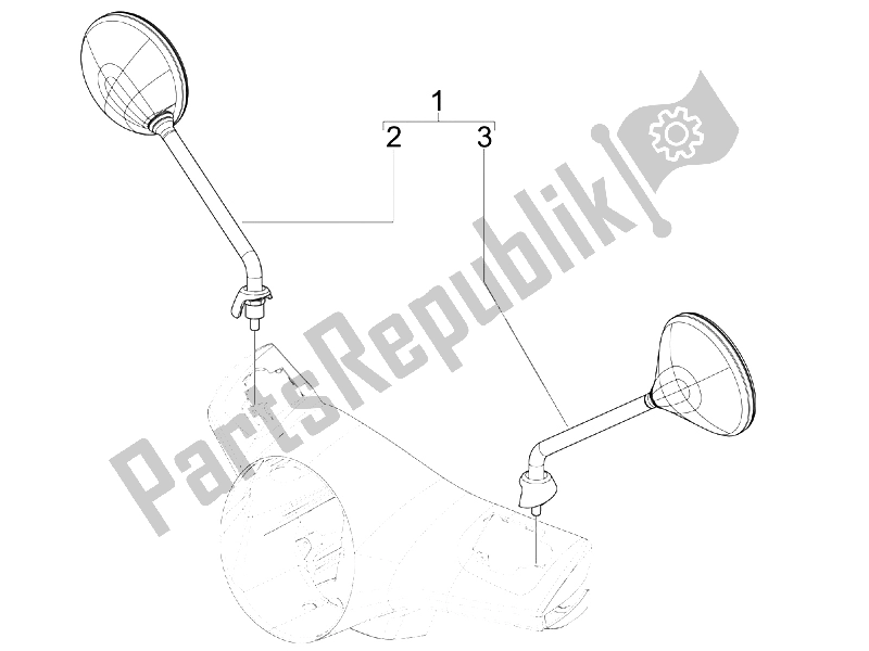 Tutte le parti per il Specchio / I Di Guida del Vespa GTS 300 IE Super USA 2009