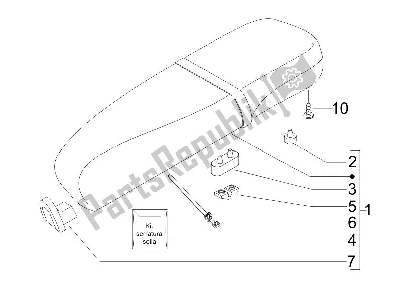 All parts for the Saddle/seats of the Vespa LX 50 4T USA 2006