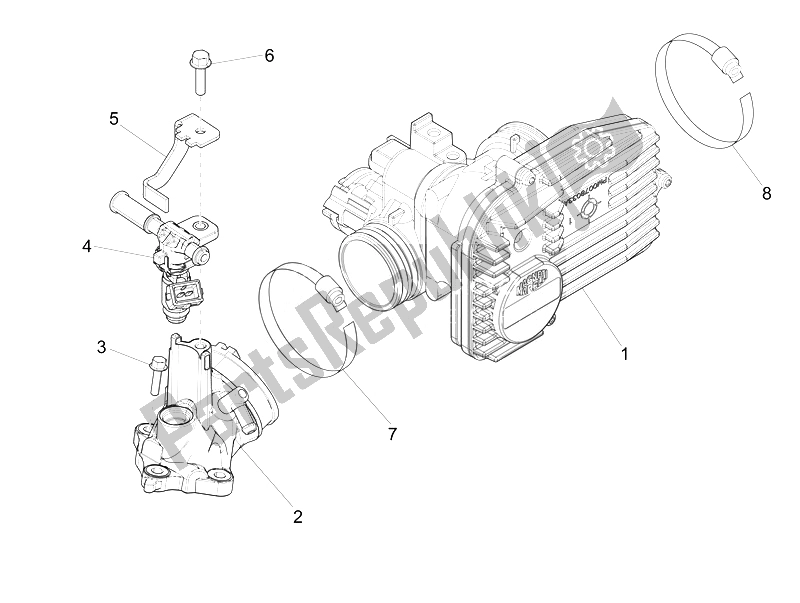 Toutes les pièces pour le Corps De Papillon - Injecteur - Tuyau Union du Vespa Vespa GTS 300 IE Super ABS USA 2014