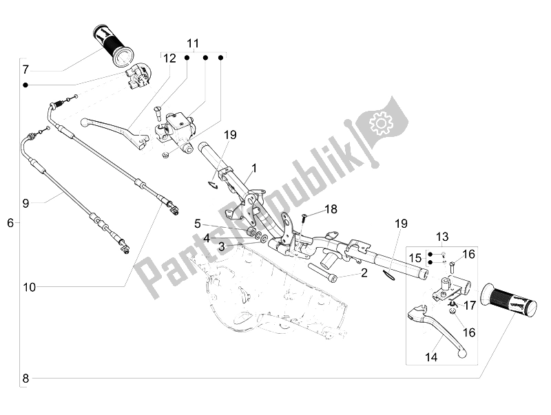 Toutes les pièces pour le Guidon - Master Cil. Du Vespa 125 4T 3V IE Primavera 2014