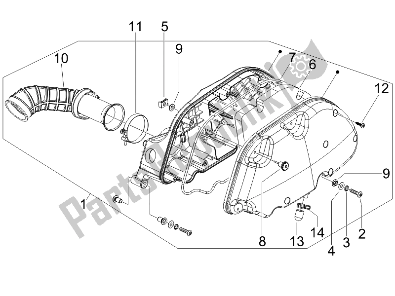 Toutes les pièces pour le Filtre à Air du Vespa LX 150 4T USA 2007