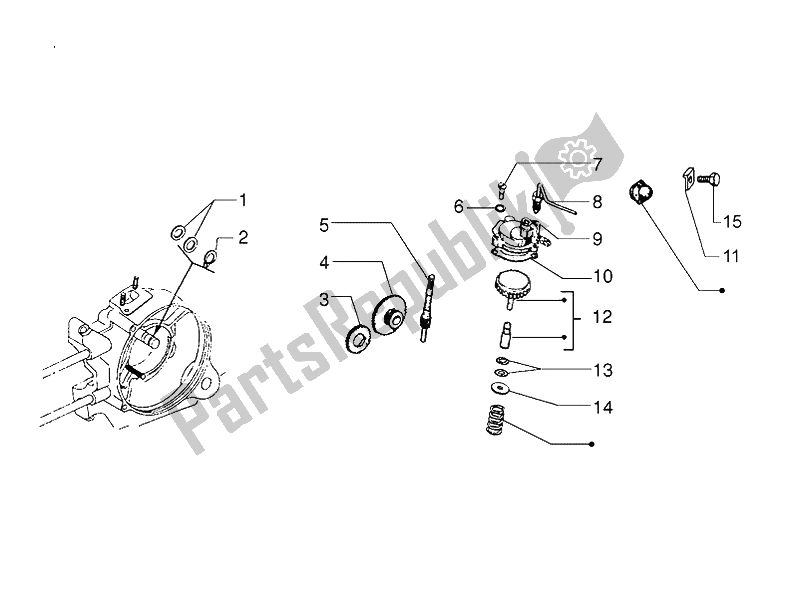 All parts for the Oil Pump of the Vespa PX 125 2011