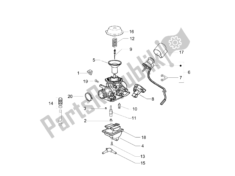 Toutes les pièces pour le Composants Du Carburateur du Vespa Granturismo 200 L UK 2005