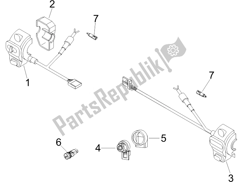 Todas las partes para Selectores - Interruptores - Botones de Vespa GTV 125 4T Navy E3 2007