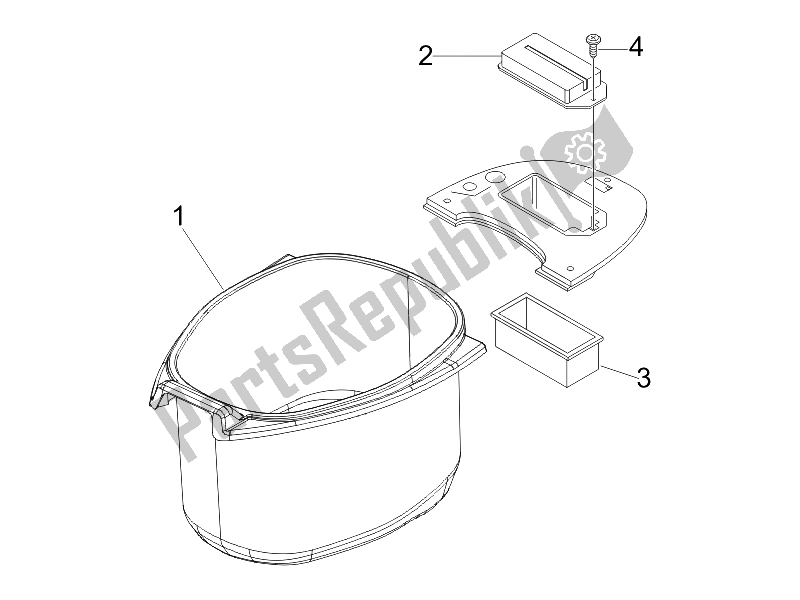 Tutte le parti per il Alloggiamento Casco - Sotto La Sella del Vespa LX 50 4T USA 2006