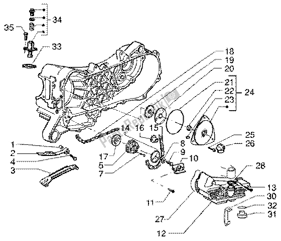 All parts for the Pump Group-oil Pan of the Vespa ET4 50 2002