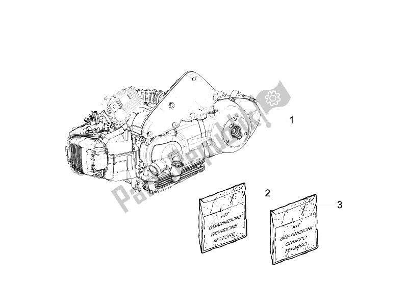 All parts for the Engine, Assembly of the Vespa LX 125 4T 2V IE E3 Taiwan 2011