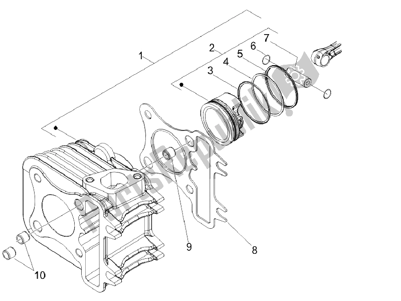 Toutes les pièces pour le Unité Cylindre-piston-axe De Poignet du Vespa S 150 4T Vietnam 2009