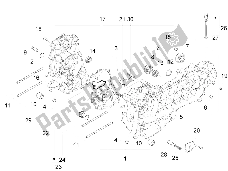 Toutes les pièces pour le Carter du Vespa S 150 4T 2V IE E3 College 2009