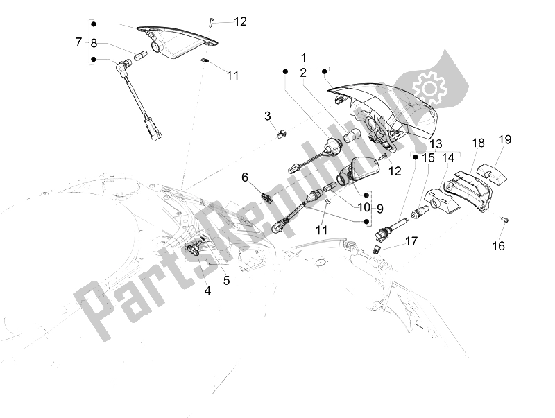 Todas las partes para Faros Traseros - Luces Intermitentes de Vespa Sprint 125 4T 3V IE Vietnam 2014