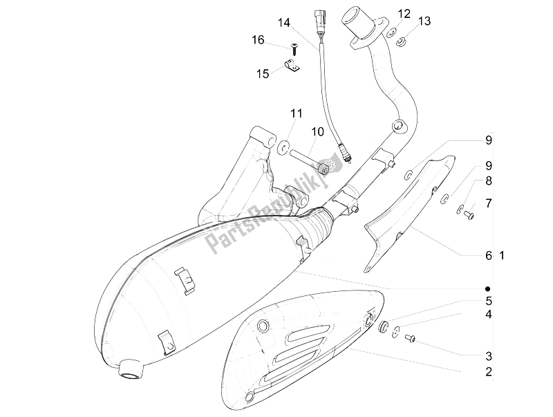 Alle onderdelen voor de Geluiddemper van de Vespa 946 125 2015