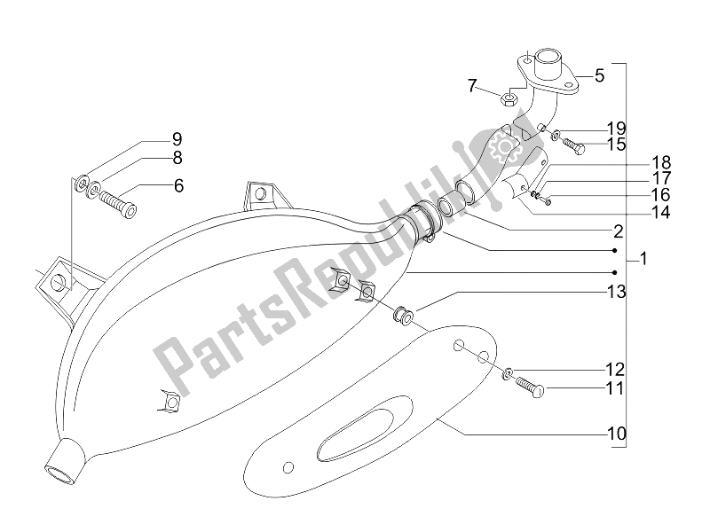 All parts for the Silencer of the Vespa Granturismo 200 L USA 2006