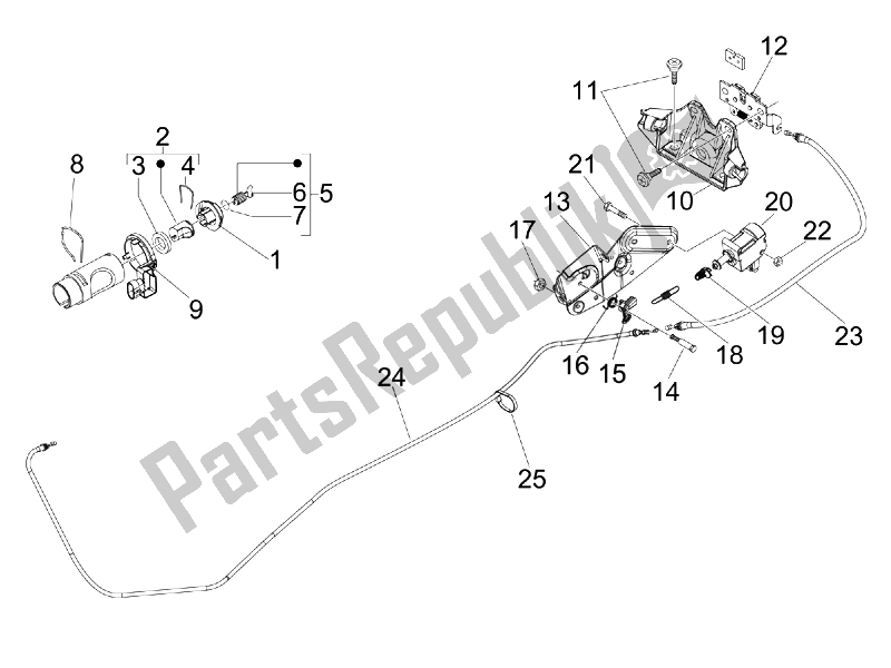 Tutte le parti per il Serrature del Vespa GTV 250 IE USA 2007