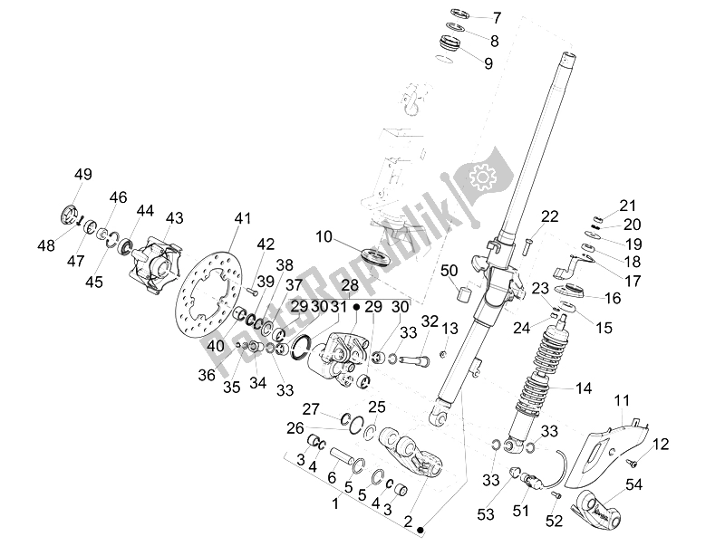 Todas las partes para Horquilla / Tubo De Dirección - Unidad De Rodamiento De Dirección de Vespa Sprint 50 4T 4V USA 2014