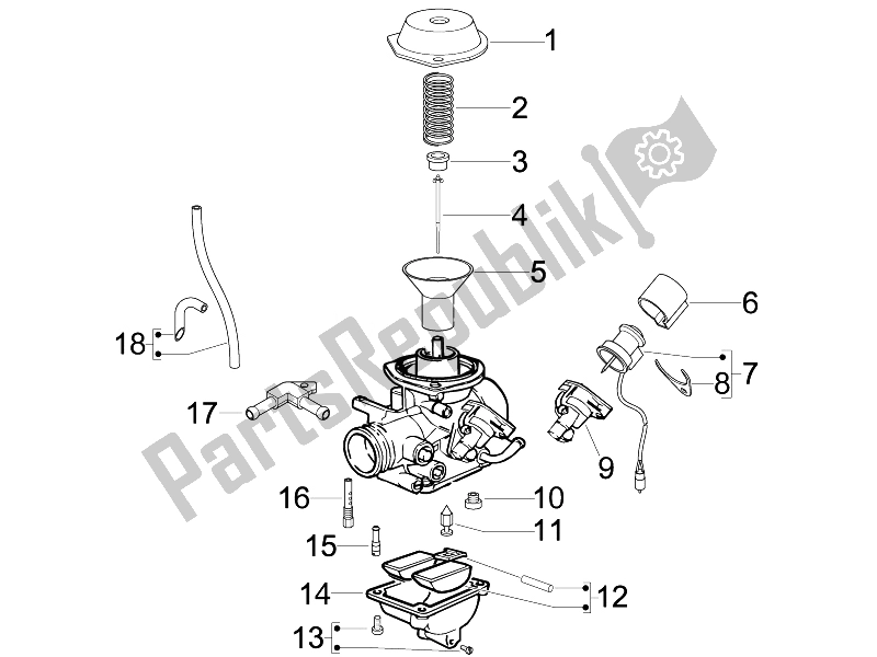 All parts for the Carburetor's Components of the Vespa GTV 125 4T Navy E3 2007