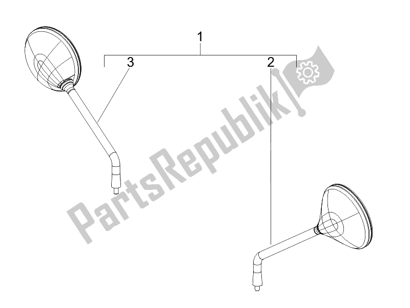 Tutte le parti per il Specchio / I Di Guida del Vespa GTV 125 4T Navy E3 2007