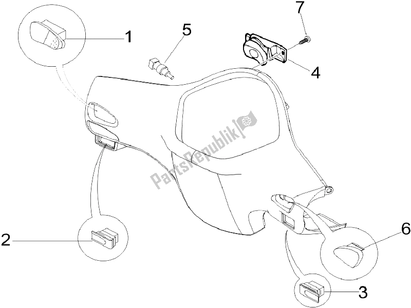 Todas las partes para Selectores - Interruptores - Botones de Vespa LX 150 4T IE E3 Vietnam 2011